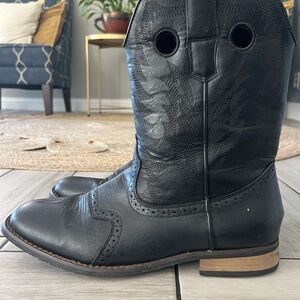 Black Leather Western Boots